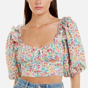 For Love And Lemons Floral Puff Sleeve Top - Multicolor